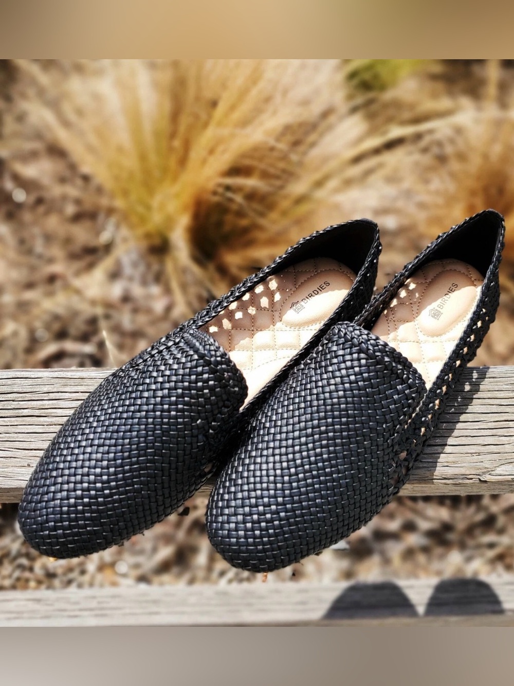 Birdies The Starling Woven Black Flats